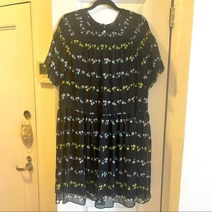 Ann Taylor Black Daisy Chain Empire Waist Dress